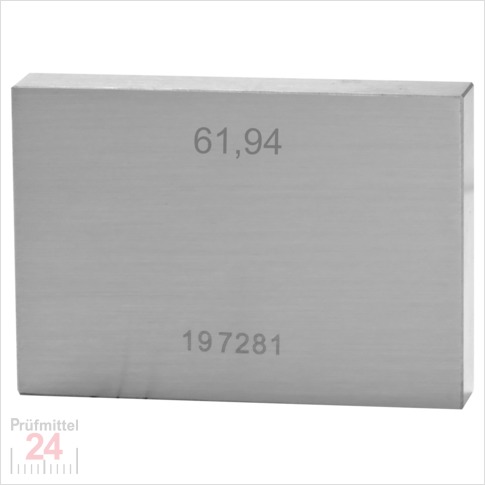 STEINLE 4250 Einzel Parallel Endmaß Stahl 61,94 mm
Sondermaß DIN EN ISO 3650 mit Toleranzklasse: 0