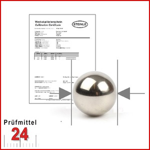 STEINLE 4660 Messkugel, Prüfkugel, Kugel 1 mm 
Kugelnormal / Kugellehre aus Chromstahl 
Nennmaßtoleranz:  ± 3 µm
inkl. Kalibrierschein rückführbar auf DKD / DAkkS Normal