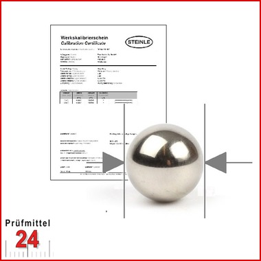 STEINLE 4660 Messkugel, Prüfkugel, Kugel 6,35 mm 1/4"
Kugelnormal / Kugellehre aus Chromstahl 
Nennmaßtoleranz:  ± 3 µm
inkl. Kalibrierschein rückführbar auf DKD / DAkkS Normal