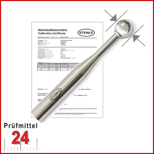 STEINLE 4690 Kugellehre mit Griff/ Kugel 4,7625 mm 3/16"
Kugelnormal / Messkugel / Prüfkugel aus Chromstahl 
Nennmaßtoleranz:  ± 1 µm
inkl. Kalibrierschein rückführbar auf DKD / DAkkS Normal