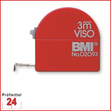 BMI Taschenbandmaß 405 VISO, Länge 3 m, mm/inch-Teilung 
Bandbreite: 16 mm, weiß lackiertes Band , Gehäuse rot
Massband 405351