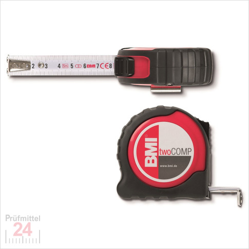 BMI Taschenbandmaß 472 twoComp, Länge 3 m, mm-Teilung 
Bandbreite: 16 mm, weiß lackiertes Band , Gehäuse rot
Massband 472341