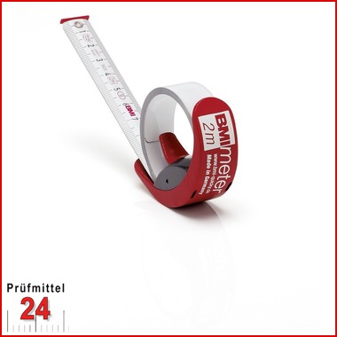 BMI Taschenbandmaß BMImeter, Länge 2 m, mm/inch-Teilung 
Bandbreite: 16 mm, weiß lackiertes Band , Gehäuse rot
Massband 429251