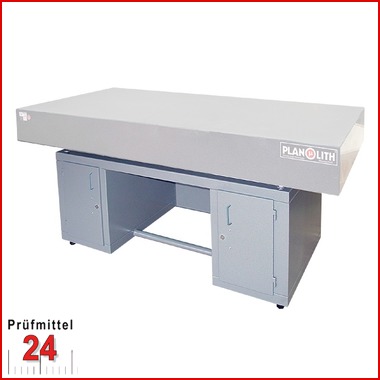 PLANOLITH Untergestell in Schreibtischform für Granitmessplatte
Für Plattengröße: 2000 x 1000 x 220 mm
(je 1 seitliche Tür und je 1 Zwischenfach) mit 3-Punkt-Auflage