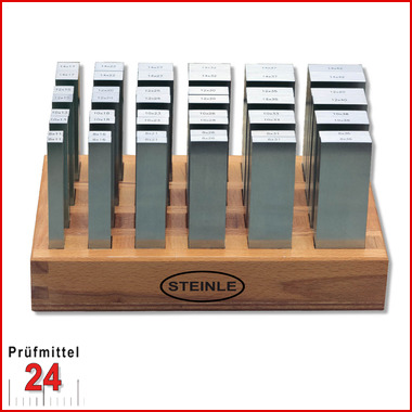 STEINLE 6407 Parallelunterlagen im Satz Länge 125 mm
24 Paar im Holzständer
Parallelität: 0,010 
Höhentoleranz: ± 10 µm
Nennmaßtoleranz: ± 10 µm