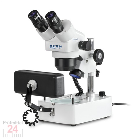 Kern OZG 493 Zoom Stereomikroskop Objektiv 0,7 x - 3,6 x
Auflicht: Halogen / Durchlicht: Halogen
Ständer: Säule 