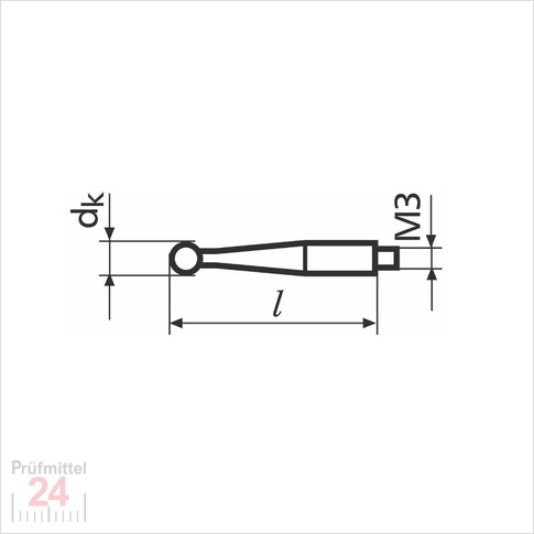 Mahr K2/24  - Kugeltaster, dk = 2,0 mm, l = 24 mm, Hartmetall  
Halter Gk/8 
3022001 - M3 