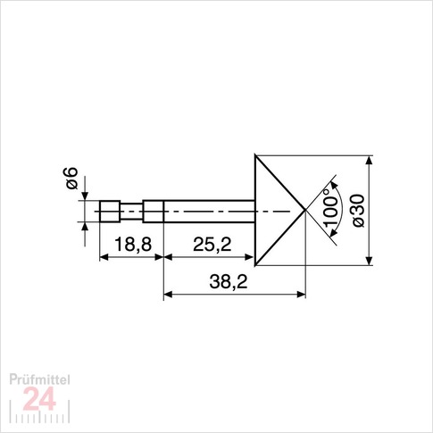 Mahr MKe 30  - Kegelmesseinsatz  
Träger 817h1/-h2 
4429228 - ø 6 mm 