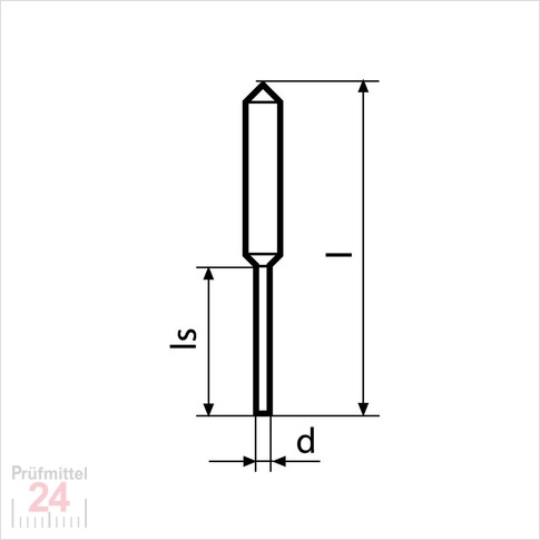 Mahr T 1,2/75  - Taststift/-spitze, d = 1,2 mm, l = 75 mm, ls = 15,5 mm  
Halter Gk/8 
3015919 - ø 4 mm 