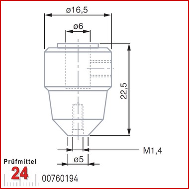 Axialer Messeinsatzhalter für Messeinsätze mit Gewinde M1,4