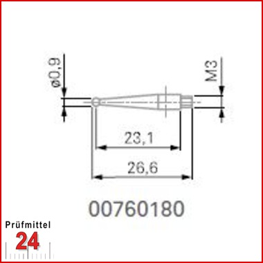 Messeinsatz mit Tastkugel Ø 0,9 mm - 00760180
Gehärtete Stahlkugel