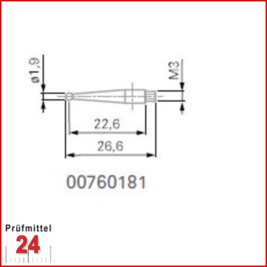 Messeinsatz mit Tastkugel Ø 1,9 mm - 00760181
Gehärtete Stahlkugel