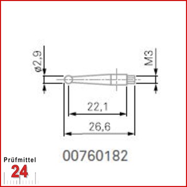 Messeinsatz mit Tastkugel Ø 2,9 mm - 00760182
Gehärtete Stahlkugel