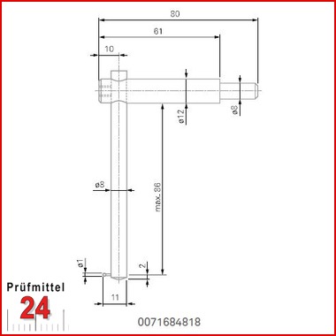 Messeinsatz mit Tastkugel Ø 1 mm - 0071684818
Verstellbarer Taststab für Tiefenmessungen
