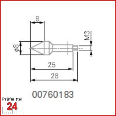 Messeinsatz mit Stahlkegel Ø 8 mm - 00760183
Halter M3, gehärteter Stahl