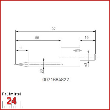 Messeinsatz mit Stahlkegel Ø 6 mm - 0071684822
Halter Ø 8 mm, gehärteter Stahl