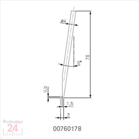 Taststab, 8° angewinkelt - 00760178
gehärteter Stahl
