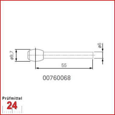 Tonnenförmiger Messeinsatz Ø 9,7 mm - 00760068
Halter Ø 6 mm, Hartmetallmessflächen