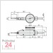 Mitutoyo Serie 513 Fühlhebelmessgerät 0,5 / 0,01 mm 
Messeinsatz: 18,7 mm / Außenring: 30 mm
513-466-10E / Bezifferung: 0-25-0 / Bauform: horizontal