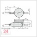 Mitutoyo Serie 513 Fühlhebelmessgerät 0,5 / 0,01 mm 
Messeinsatz: 33,9 mm / Außenring: 40 mm
513-414-10E / Bezifferung: 0-25-0 / Bauform: horizontal