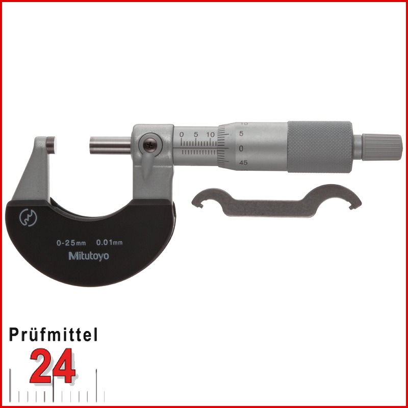 Micrometro Esterno Mitutoyo 102-301 - Gamma 0-25 Mm, Precisione ±2 µm, Con Cricchetto E Guancialino Isolante