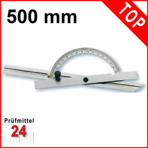 Winkelmesser Mit Verstellbarer Schiene – 0–360°, Kohlenstoffstahl, Genauigkeit 3″, Für Innen- & Außenwinkel